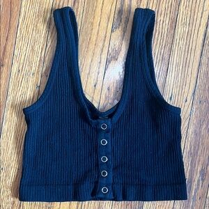 Urban Outfitters Black Ribbed Cropped Tank Top
